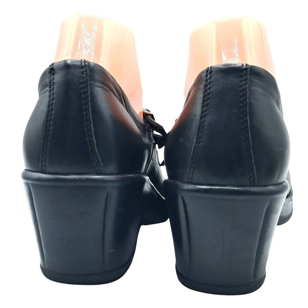 Vintage Dansko Mary Jane Wedge Shoes Women Size 41 Black Leather Double‎ Buckle
